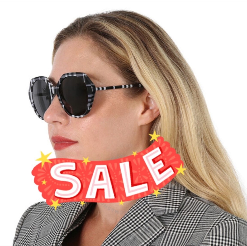 New - Burberry Vanessa Dark Grey Geometric Ladies Sunglasses BE4375F 400487 57. - Picture 1 of 16